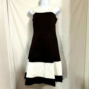 White/Chocolate Brown Sleeveless Dress